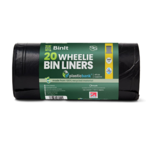 A roll of large 240‑litre black wheelie bin liners.