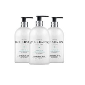 Three bottles of Baylis & Harding Jasmine & Apple Blossom antibacterial hand wash.